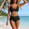 thumbnail image 2 of Trajes de Baño de Corte Alto para Mujeres de Color Sólido con Cojín de Pecho, sin Soporte de Acero Traje de Baño Dividido con Cordón Suelto, Cintura Alta, 2 of 6