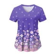 thumbnail image 4 of COMVALUE Womens Heart Printed Animals Nurse Uniforms 2026 Scrub Tops for Women Short Sleeve V Neck Scrub Shirt with Pockets (Purple, XL), 4 of 9