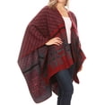 thumbnail image 5 of Sakkas Lupe Womens Reversible Poncho Wrap Cape Shawl Sweater Coat Cardigan Pattern - Zigzag Burgundy - One Size Regular, 5 of 7