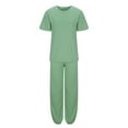 thumbnail image 5 of cfhntfmh Pajama Sets for Women Soft Short Sleeve Crewneck Tunic Tops Lounge Comfy Jogger Pants Sleepwear Pjs Sets, 5 of 7