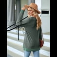 thumbnail image 4 of Blusas de Otoño para Mujer, con Escote en V, Encaje, Larga, Holgadas, con Ribete de Bloques de Color, Moda 2025 Verde M, 4 of 10