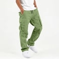 thumbnail image 2 of RQYYD Boys Cargo Pants Baggy Pull on Uniform Pants Casual Drawstring Elastic Waisted Open Bottom Straight Leg Trousers with Pockets, 2 of 8
