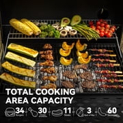 Royal Gourmet CC1830FC 28 Charcoal Grill with Offset Smoker, With Cover,855 Sq. In. Cooking Area, Front Shelf,Charcoal Grill for Outdoor Grilling and Backyard Cooking, Black