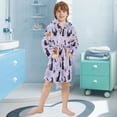 thumbnail image 5 of FORMRS Niños Bathrobe Unisex Hooded Robe Soft Plush Pajamas Sleepwear, Size 10-12T, Purple Halloween Pumpkin, 5 of 7