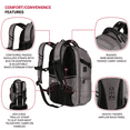 thumbnail image 5 of SWISSGEAR Travel Tech Elite 16” Laptop Backpack, ScanSmart, TSA-Friendly, USB Port, Grey Ballistic, 5 of 6