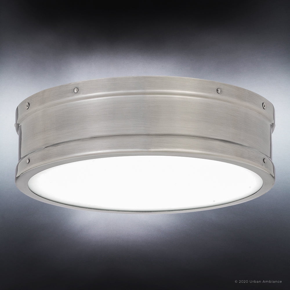Luxury Craftsman Indoor Ceiling Light, 3.50''H x 12.75''W, with Vintage Style Elements, Antique Design, Rustic Polished Nickel Finish and Antique Polished Nickel Steel Shade, UQL4171