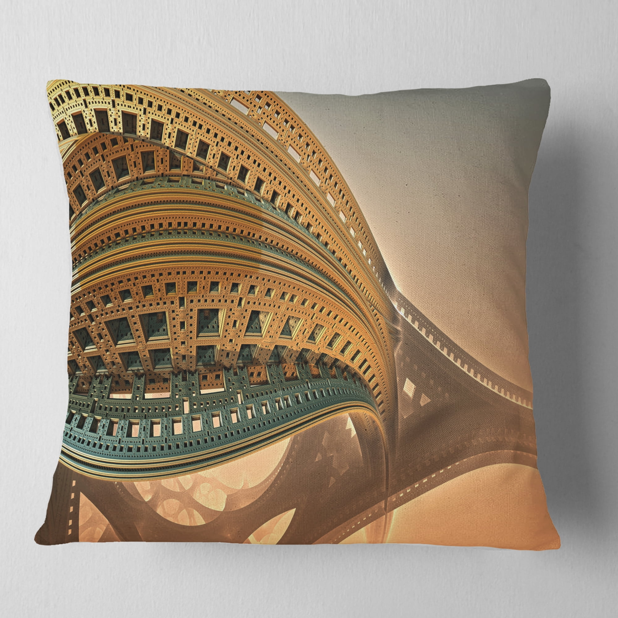 Designart Bulgy Brown 3D Structure - Abstract Throw Pillow - 18x18