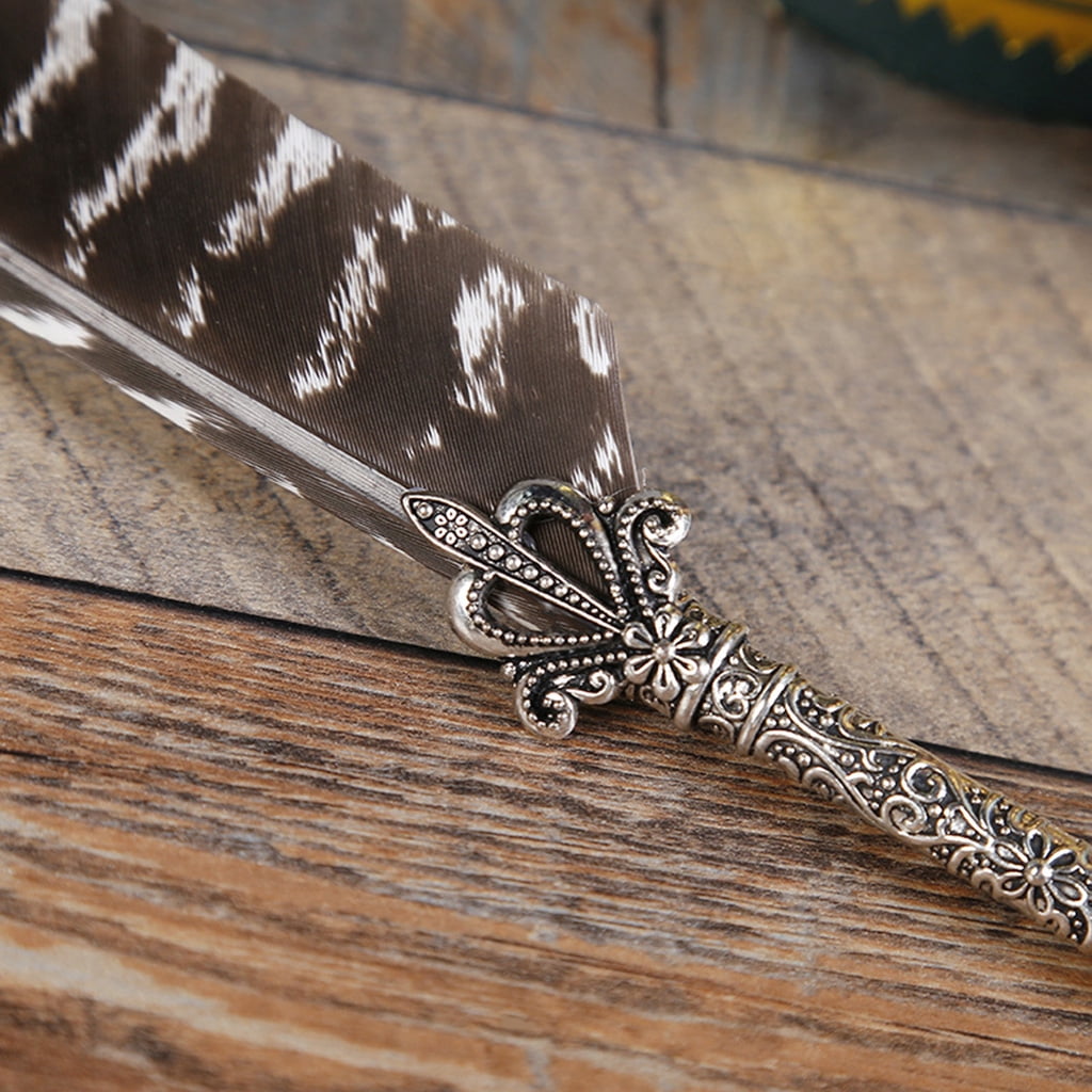 Luxury Vintage Quill Dip Calligraphy Fountain Pen Writing Ink 5 Nibs Set Stationery Gift Box