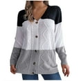 thumbnail image 1 of AherBiu Cardigan Sweaters for Women Trendy Knit Sweaters V Neck Color Block Button down Cardigans, 1 of 6