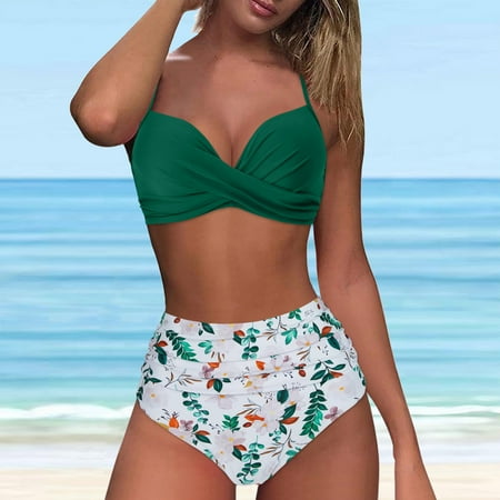 

Cathalem Bathing Suit Women Sports Women Twist High Waisted Bikini Push Up Two Piece plus Size Push up Swimsuits for Women Underwear Mint Green Medium