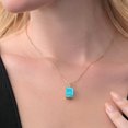 thumbnail image 4 of Gem Stone King 18K Yellow Gold Plated Silver Green Turquoise and White Moissanite Pendant Necklace for Women (5.02 Cttw, Gemstone Birthstone, Emerald Cut 14X10MM, with 18 inch Silver Chain), 4 of 4