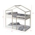 thumbnail image 4 of Home Design Pasco Twin Over Twin Solid Wood House Loft Bed Frame with Roof, Wood House Bed/Low Toddler Loft Bed, Antique White, Easy Assemble, 4 of 5