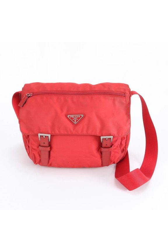 Pre-Owned Prada Tessuto Nylon Triangle Logo Leather Shoulder Bag/Messenger Bag for Men