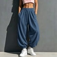 thumbnail image 2 of Sweatpants Women Zaewscy Women Fashion Solid Casual Elastic Waist Long Sweatpants With Pockets Blue L, 2 of 9