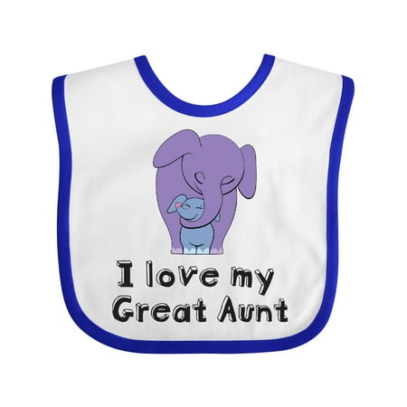 

Inktastic I Love My Great Aunt Elephant Purple Blue Gift Baby Boy Bib