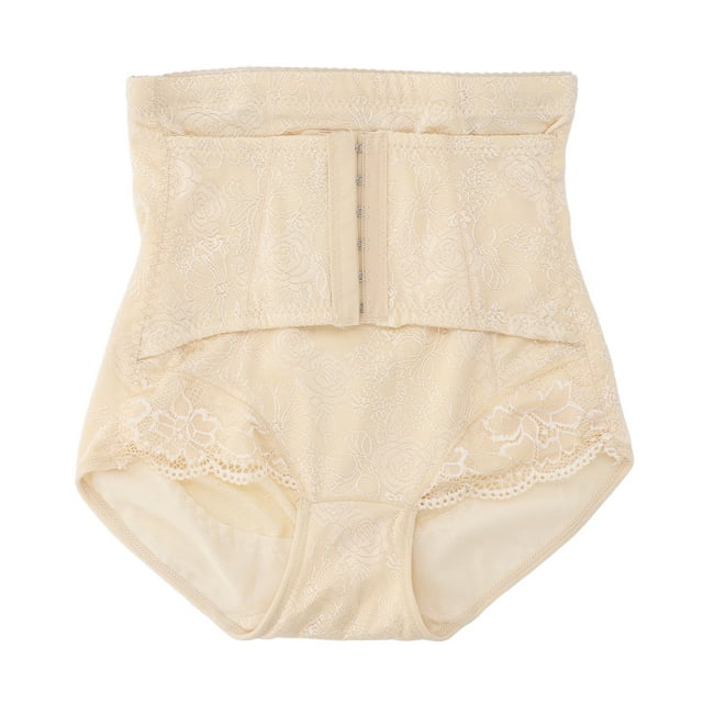 Ropa interior posparto de cintura media, 2 capas, con ganchos y ojales, transpirable, para cesárea, para mujeres de maternidad, color piel M