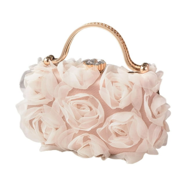 Bolso de flores Bolso de hombro de damas portátiles para llaves de teléfonos celulares Lipstick Prom Beige