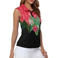 thumbnail image 4 of Whosucclay Floral Music Pattern Golf Sleeveless Top for Women, Elastic Casual for Sport Hiking, Zip Up Quick Dry Golf Shirts, 4 of 7