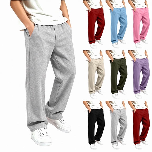 DJDLJWCJ Casual Sweatpants for Boys Elastic Waist Lightweight Straight Pants Stretch Soft Hiking Trousers Gray Size 5T