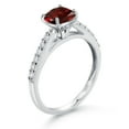 thumbnail image 3 of Gem Stone King 10K White Gold 8MM Cushion Cut Red Garnet and White Lab Grown Diamond Engagement Ring for Women (2.78 Cttw, Gemstone January Birthstone, Available in Size 5, 6, 7, 8, 9), 3 of 4