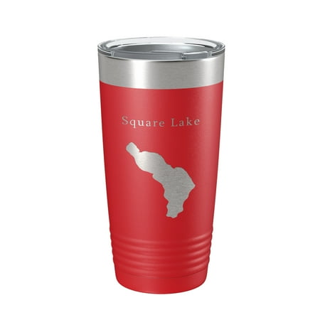

Square Lake Map Tumbler Travel Mug Insulated Laser Engraved Coffee Cup Maine 20 oz Red