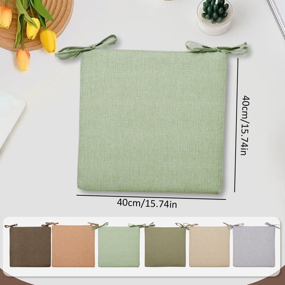 Square Chair Seat Pad 15x15 Inch Cushion, Rebound Seat Cushion, Imitation Cotton Linen Cushion, Thick Padding Cushion, Ties Chair Pad, Strap Chair Cushion, Home Decor,15.74×15.74 in,Bronze