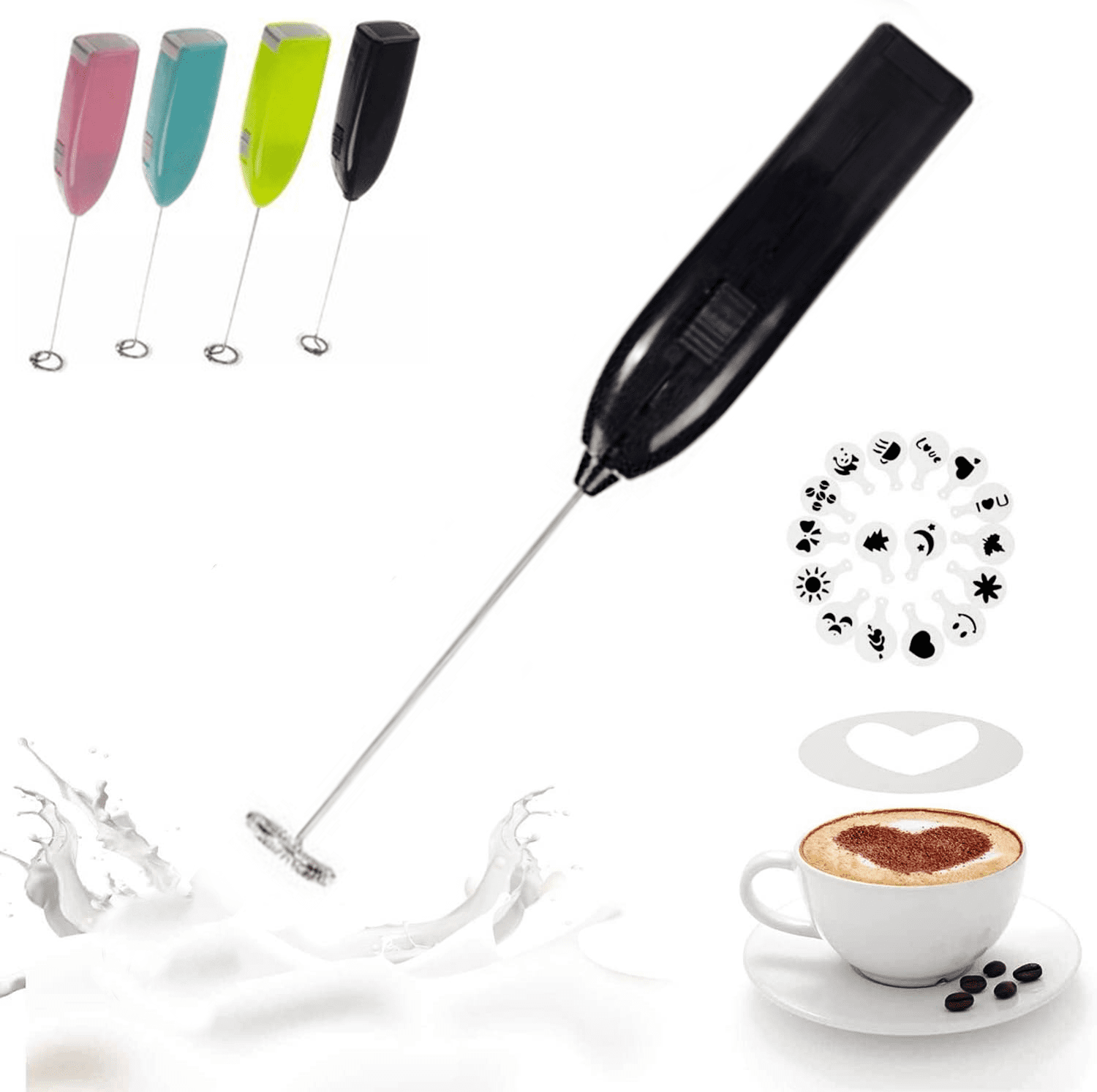 Hot Drinks Milk Frother Foamer Whisk Mixer Stirrer Egg Beater Electric Mini Handle Mini Hand Mixer Electric Mini Mixer Mini Mixer Black Battery Powered Stirrer 