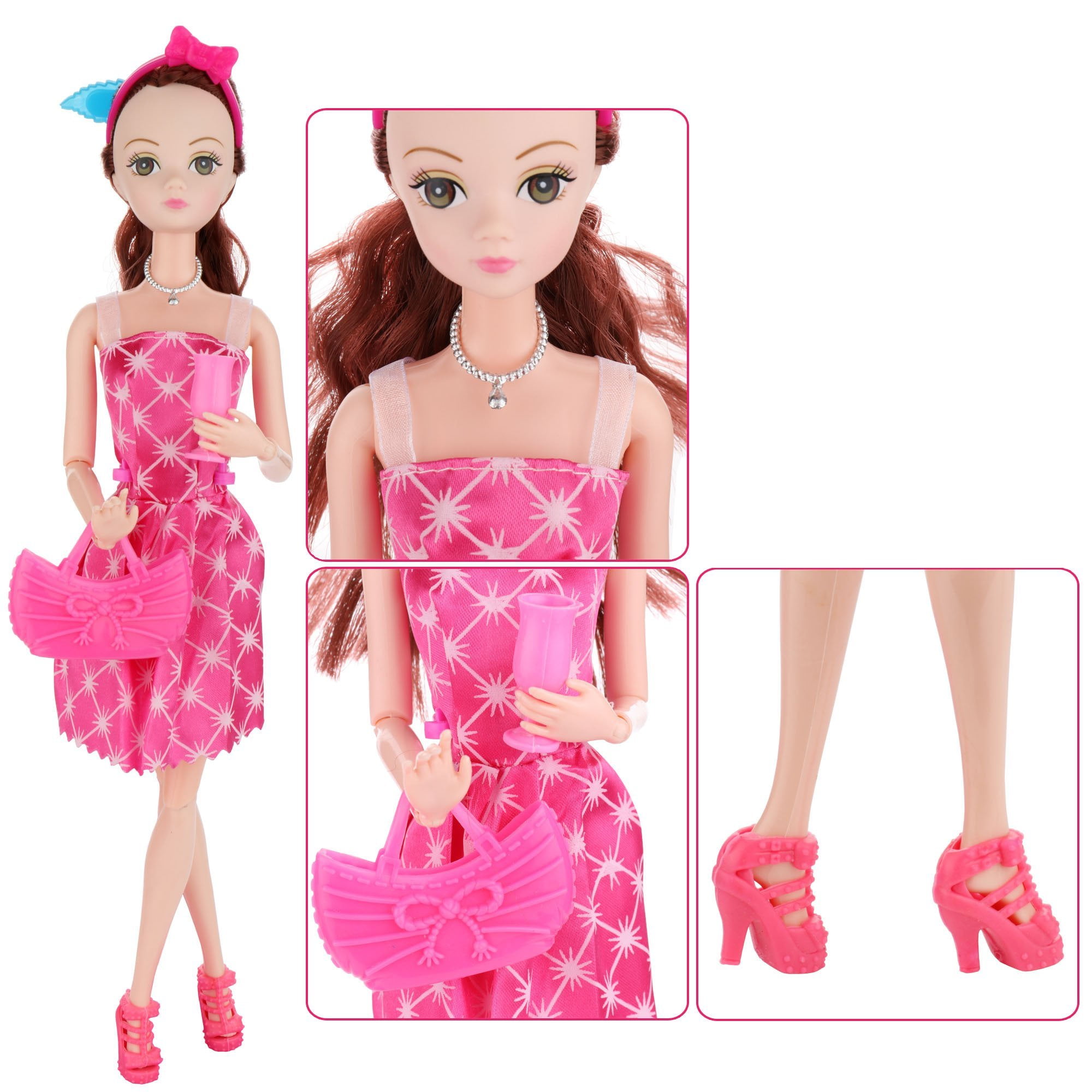 SOTOGO Doll Closet Wardrobe Set for Barbie Clothes Storage