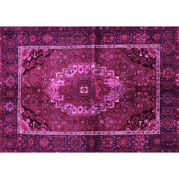 Ahgly Company Indoor Rectangle Medallion Pink Traditional Area Rugs, 7' x 9'