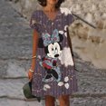 thumbnail image 4 of Nuevos vestidos cortos sexis de verano para fiesta para mujer, vestido con cuello en V y estampado de Mickey Mouse de Disney, vestido hasta la rodilla de manga corta XS-5XL para mujer, 4 of 5