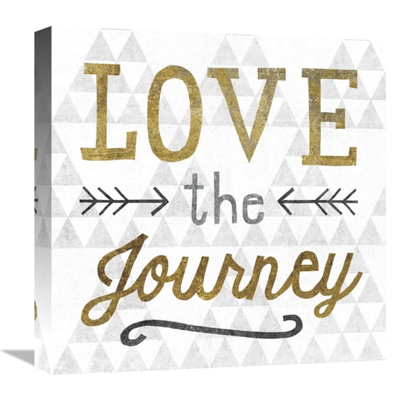Global Gallery's 'Mod Triangles Love the Journey Gold' By Michael Mullan Stretched Canvas Wall Art