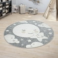 thumbnail image 5 of Paco Home Round Kids Rug Cuddly Moon and Stars Motif Indoor & Outdoor grey - 5'3" Round, 5 of 5