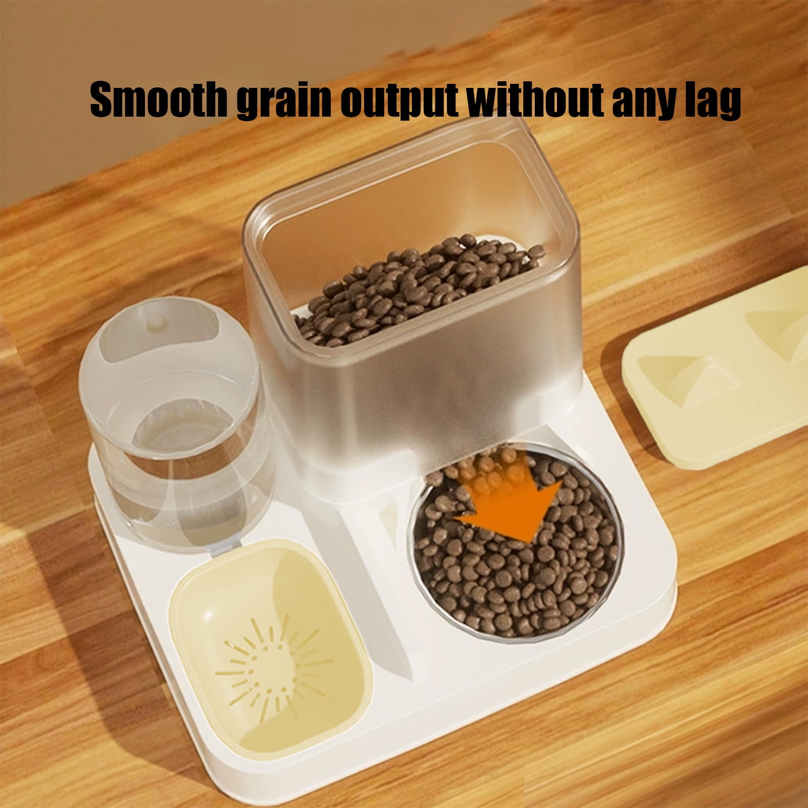 Yellow 2 In 1 Automatic Pet Feeder And Waterer For Dogs And Cats With Stainless Steel Bowl And 2.2L Capacity