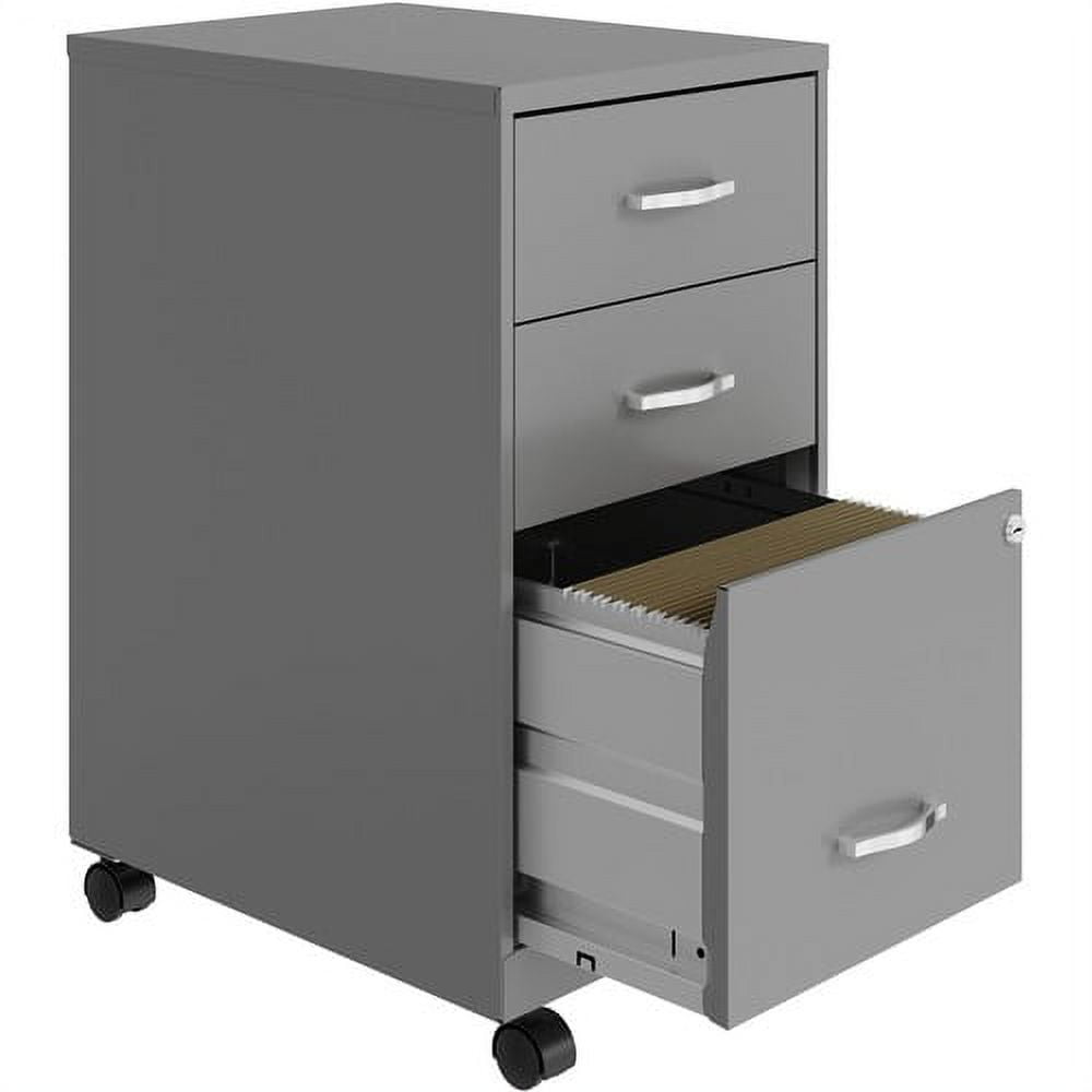 Lorell SOHO SOHOThe 3-Drawer Organizer Cabinet 14.3" x 18" x 26.7" - 3 x Box Drawer(s), Box Drawer(s), File Drawer(s) - Material: Metal - Finish: Silver