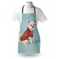 thumbnail image 4 of Chihuahua Apron, Studio Portrait of Puppy with Clothes, Unisex Kitchen Bib with Adjustable Neck for Cooking Gardening, Adult Size, Pale Blue Dark Salmon, by Ambesonne, 4 of 4