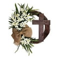 thumbnail image 2 of Jlong Easter Wreath Door Hanging Decoration with Cross, Rustic Bouquet Garland for Front Door Decor, Artificial Spring Plant Flower Decorations Grape Vines Wreath, 2 of 7
