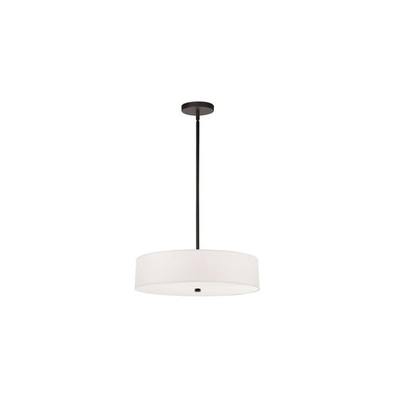 Pendant Light - Matte Black Finish with White Fabric Shade - E26 Socket