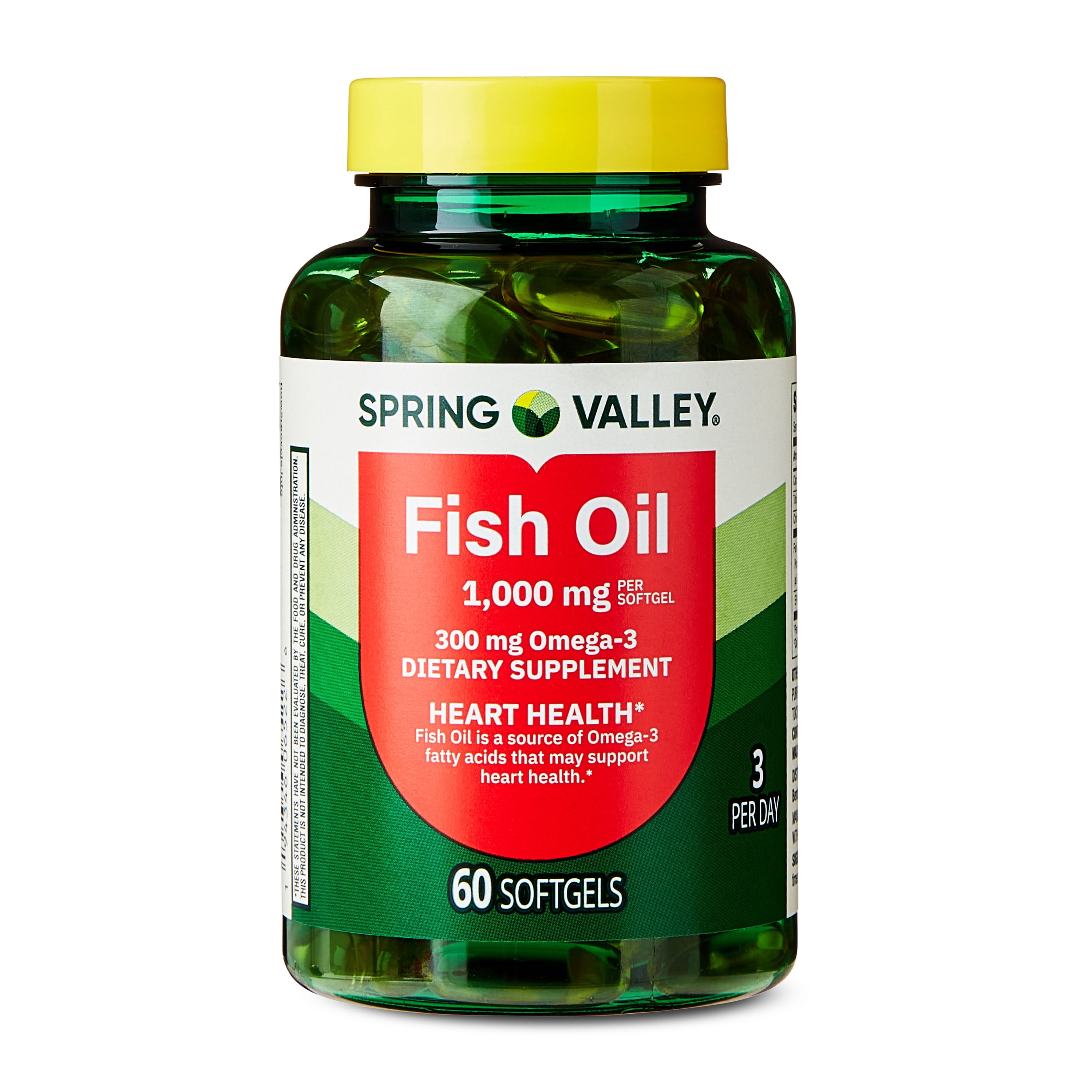(4 pack) Spring Valley Fish Oil Omega-3 Softgels for Heart Health, 1000 mg, 60 Count