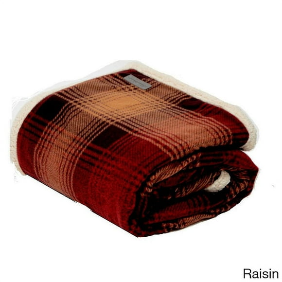 Eddie Bauer Home | Brushed Collection | Giftable Sherpa Fleece Reversible Throw, Ultra Soft & Cozy, Perfect for Bed or Couch, Nordic Raisin