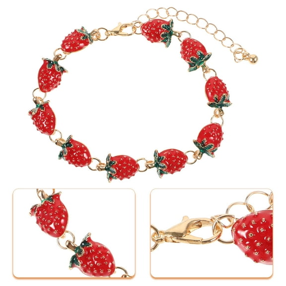 HEMOTON Strawberry Bracelet Exquisite Fruit Charm Hand Jewelry Stylish Aesthetic Bracelet