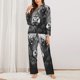 thumbnail image 2 of Fotbe Geometric Bull Design Conjunto de Pijama de Manga Larga para Mujer con Estampado, Ropa de Dormir de 2 Piezas, Conjunto de Casa Suave y Cómodo con Bolsillos-Small, 2 of 7