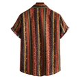 thumbnail image 2 of TAIAOJING Men Casual Shirts For Summer Cotton Linen Print Short Sleeve Colorblock Striped Lapel With Pocket Button Down Blouse Shirt, 2 of 5