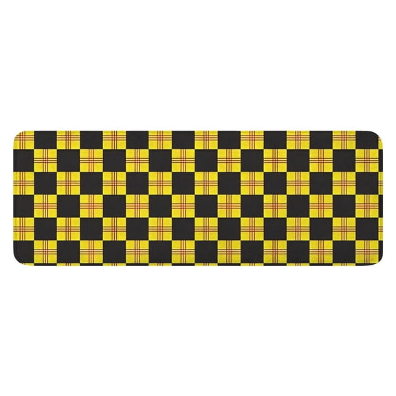 Yellow and Black Checkerboard Checkered Pattern Kitchen Rug Mat,Kitchen Runner Rugs Non Skid Washable,Decorative Kitchen Floor Mats for Kitchen,Sink,Laundry,17"x47.2"