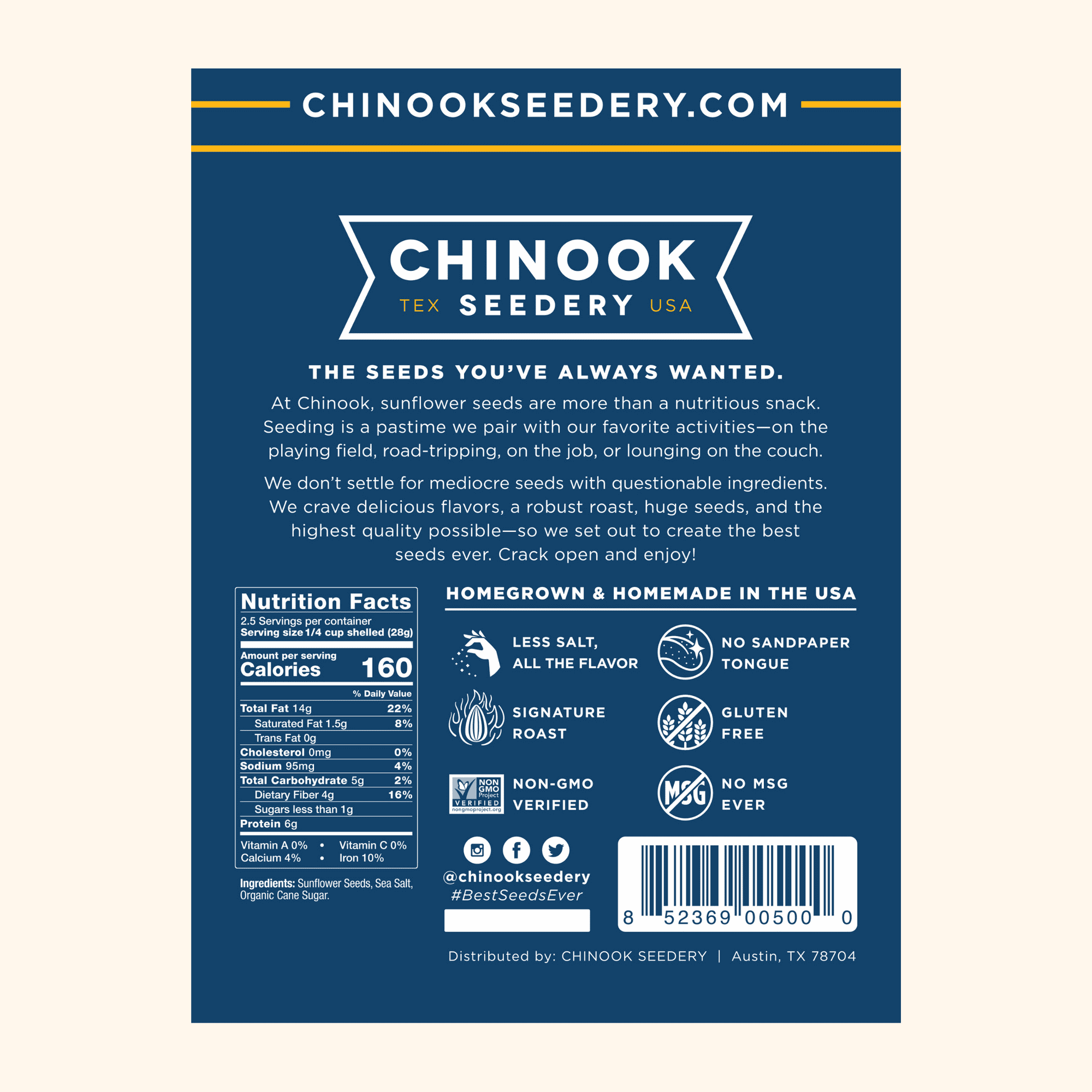 Chinook Seedery Gluten-Free Roasted Jumbo Sunflower Seeds - 4oz (Pack of 12) - Original Flavor