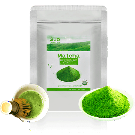 JQ Matcha Green Tea Powder 1.75 oz (50 grams) Classic Culinary Grade USDA Organic Antioxidants Sugar Free Perfect for Baking, Smoothies, Latte, Iced tea Weight