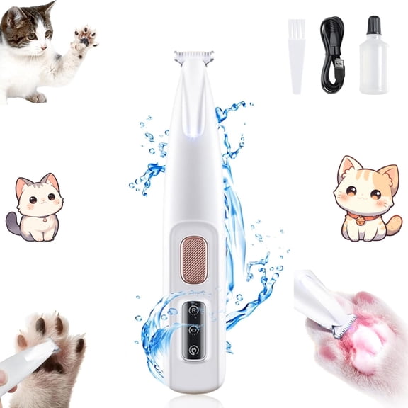 LINXI Upgrade Micro Precision Trimmer, Low Noise Waterproof Rechargeable Grooming Clipper with LED Light, Multifunctional Shaver for Dog and Cat Paws, Ears, Face