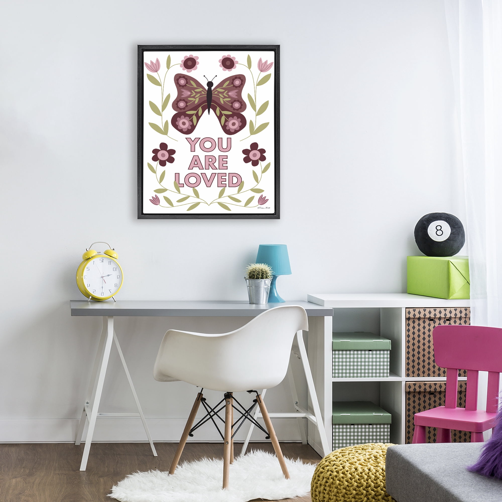 Stupell Industries You Are Loved Symmetrical Black Framed Floater Canvas Wall Art, design by Susan Ball
