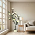 thumbnail image 2 of Artificial Magnolia Tree Faux Flowering Tree in Pot for Indoor Outdoor Decor, Artificial Plant with Blooming Flowers and Leaves for Home Office Garden Decor, 2 of 8