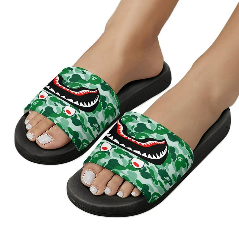Bape Shark Camo Sandals for Women Men Casual Anti Slip Slides Sandal Flat Slipper Shoes Gifts for Beach Pool Walmart