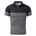 thumbnail image 3 of LRGSHF Polo Shirts for Men Short Sleeve Color Block Pullover Slim Fit Contrast Tops Summer Golf Daily Casual Outfit Gray 2XL, 3 of 5